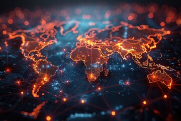 3D map world animated connections and data streams global business infrastructure