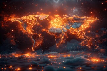 3D map world animated connections and data streams global business infrastructure