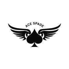 ace spade casino poker wing logo design concept idea