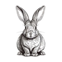 Obraz premium Black and white rabbit vector illustration