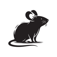 Fototapeta premium Mouse Silhouette Vector Illustration on White Background.