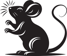 Isolated Silhouette of Mouse - Vector Design on White.