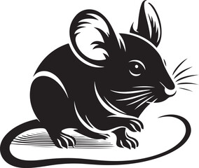 Vector Silhouette of Mouse Isolated on White Background.