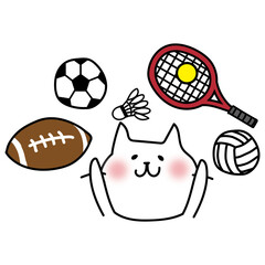 スポーツを選ぶ白い猫