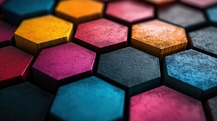 Fototapeta premium Overlapping colorful hexagons