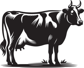 Cow Icon Silhouette - Vector Symbol on White Background.