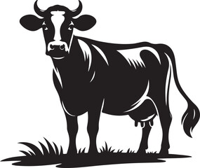 Silhouette of Cow Icon - Vector Graphic on White.
