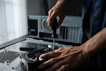 IT Engineer installing Hardware Equipment Development Facility Engineer  Maintenance computer Motherboard Electronic repair shop technology business