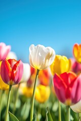 Obraz premium Tulip field, with individual tulips isolated to showcase vibrant colors