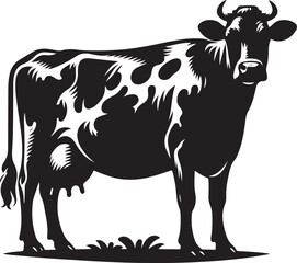Vector Icon of Cow Silhouette on White Background.