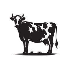 Icon Symbol of Cow Silhouette - Vector Design, White Background.