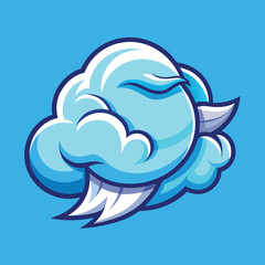 Obraz premium Cute cartoon cloud with big eyes and a smile. 