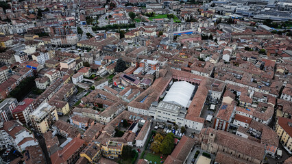 Aerial view of Alba showcasing historic architecture and scenic rooftops in Italy