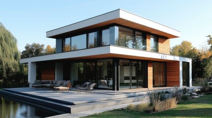 Fototapeta premium Minimalist urban home with clean lines.