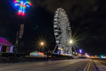 The Ferris Wheel on the promenade at night in Felixstowe, Suffolk, UK