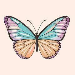 Butterfly blue light insect icon on a isolated white background