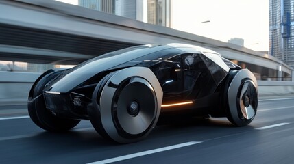 Futuristic Electric Sports Car: Sleek and aerodynamic, this futuristic electric sports car glides effortlessly through the urban landscape.