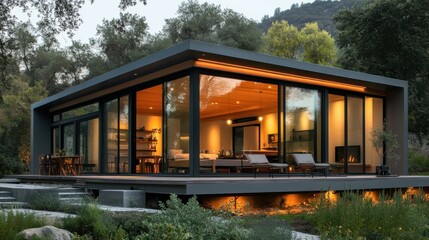 Fototapeta premium Modular home with eco-friendly features.