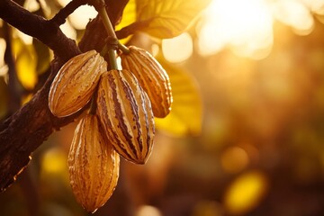 The enchanting glow highlights a cocoa bean.