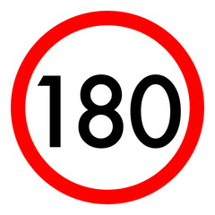 Speed limit 180 round road traffic icon