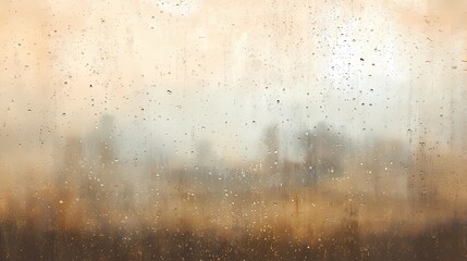 Fototapeta premium A blurred autumn landscape peeks through the burlap curtain of an urban window, creating a tranquil, cozy indoor scene