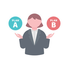 スーツを着た女性　AかBを掲示するイラスト素材