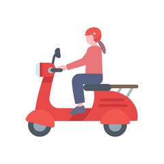 スクーターに乗る女性のイラスト