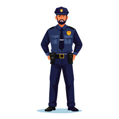 Police standing professional illustration on a isolated white background
