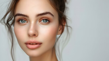 Fototapeta premium beautiful young woman with clean skin. skin care, cosmetology and beauty concept