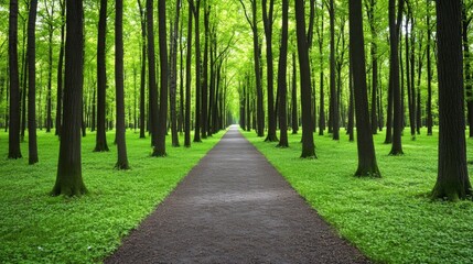 Obraz premium Forest Path Green Trees Nature Walk Summer Day Landscape Photography