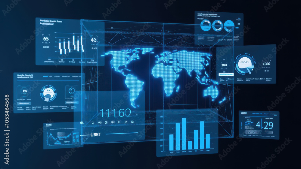 Poster global data visualization with ai technology insights