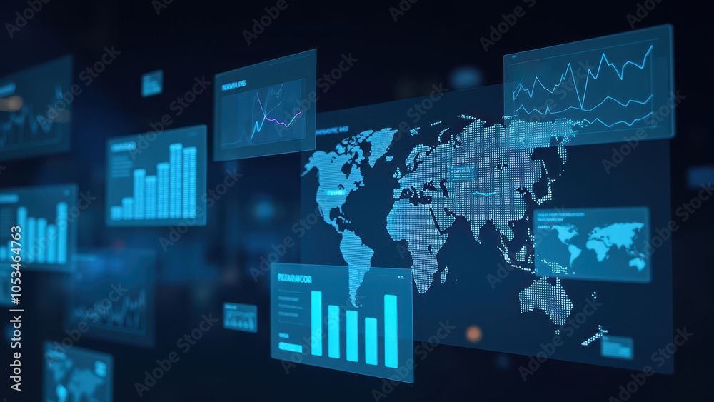Poster digital technology and ai concepts in global display