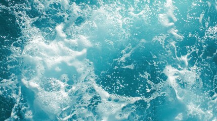 Obraz premium Refreshing Turquoise Water Waves with Bubbles and Foam