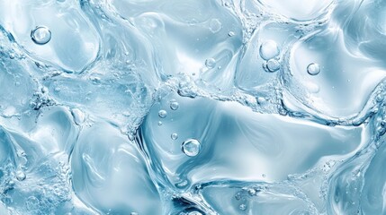 Abstract Aqua Waves with Bubbles in Crystal Clear Water
