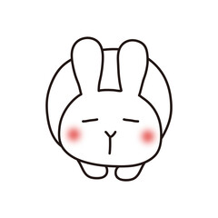 まるまって寝ている白いうさぎ