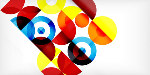 Minimal geometric abstract background. Circle square and triangle design. Trendy techno business template for wallpaper, banner, background or landing