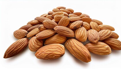 Fototapeta premium A top-view pile of almonds isolated on a transparent background, perfect for product packaging, recipe visuals, or healthy lifestyle imagery