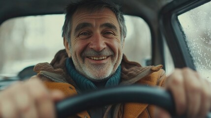 Relaxed Older Gentleman in Car