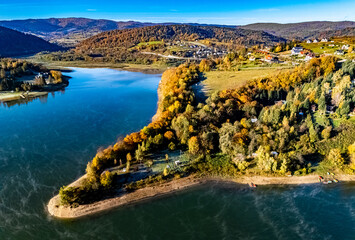 Fototapeta premium View of Lake Solina in Bieszczady Mountains, Poland