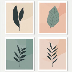 Four minimalist botanical wall art prints