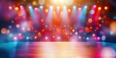 Empty Concert Venue with Blurred Background Lights