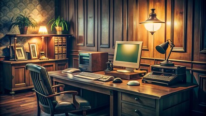 Vintage Style Photography of Enterprise Resource Planning Concept with Data Integration, Business Management, Digital Transformation, Workflow Automation, and Cloud Solutions