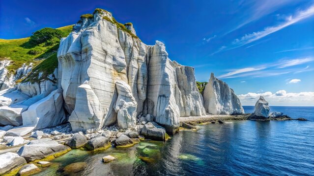 White rocks on Iturup Island South Kuriles Tilted Angle