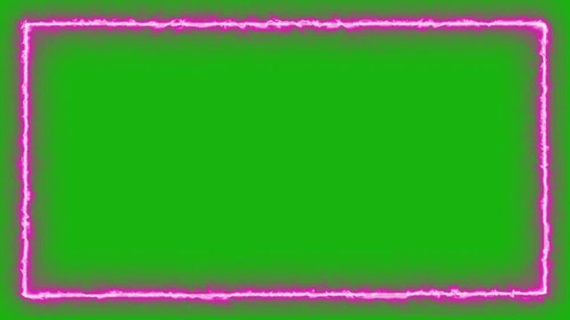 Rectangle neon electric face cam animation in green screen