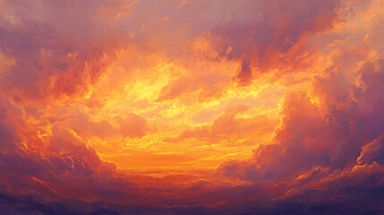 Fototapeta premium Golden sunset sky