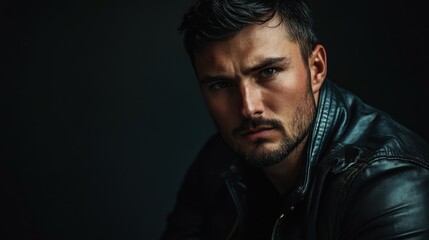 Obraz premium New Zealander man with a leather jacket, looking tough