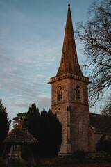 Fototapeta premium Picturesque church steeple at twilight