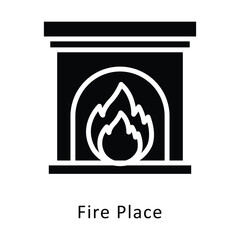 Fire Place  vector Gylph Design icon. Winter Travelling Symbol on White background EPS 10 File