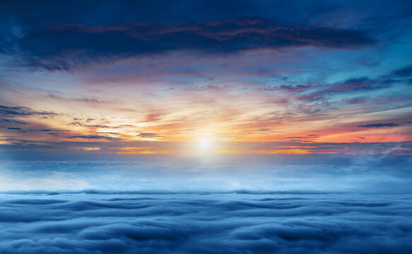 Nature beautiful Light Sunset or sunrise sky .Beautiful luxury soft gradient orange gold clouds and sunlight on the blue sky perfect for the background, take in everning Evening sky, clouds, dark
