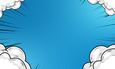 Naklejka premium Comic book cartoon Cartoon puff cloud comic background. Pop art funny smoke
